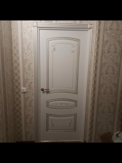 СОНАТА ГРЕЙС В2. БЕЛАЯ ЭМАЛЬ/ ПАТИНА БЕЛОЕ ЗОЛОТО. ПОЛОТНО  ГЛУХОЕ