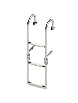 Трап складной с горизонтальным креплением, 3 белых ступени (ширина 220 мм.)