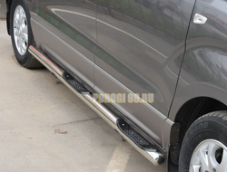 Пороги труба с проступью d76 для Hyundai H-1 Grand Starex (2007-)