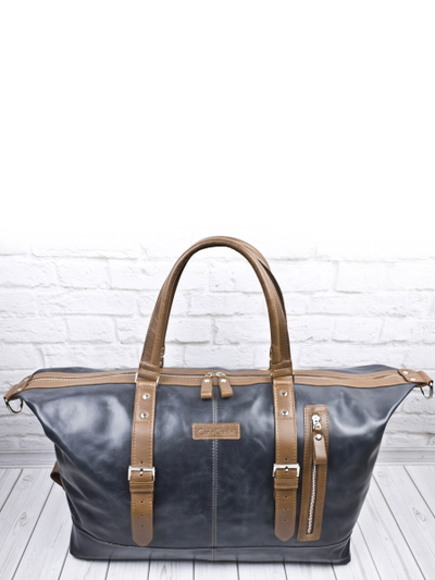 Кожаная дорожная сумка Campora Premium dark blue (арт. 
4019-54)