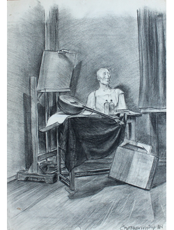 "Атрибуты художника" бумага карандаш Сметанкин Борис 1968 год