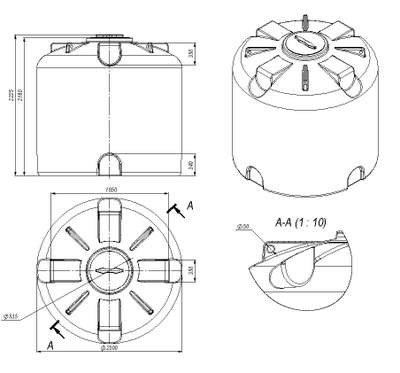Емкость КАС TR8000 размеры