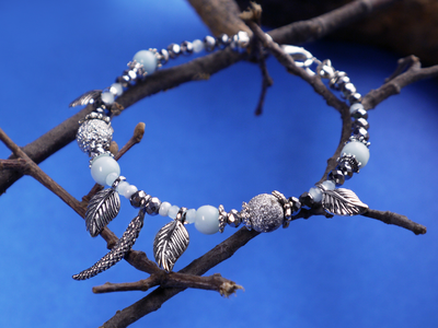 Нежный браслет с кошачьим глазом "Серебряная осень"