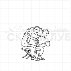 Штамп лягушка с моноклем