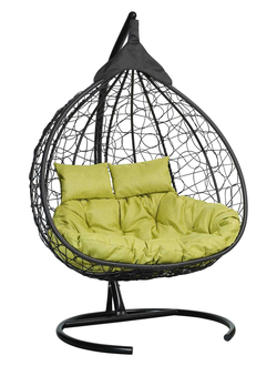 Подвесное двухместное кресло-кокон ЛАУРА FISHT черный + каркас