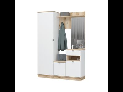 Юкки ПР 1400 Прихожая Дуб делано/Белый шагрень 1400х2000х415