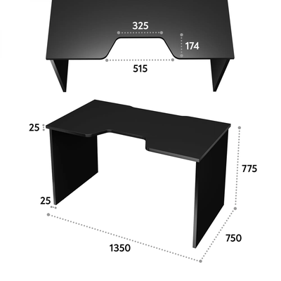 Стол геймерский С-240 черный шагрень/черный