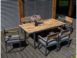 Обеденный комплект TOPA L из алюминия  и массива акации