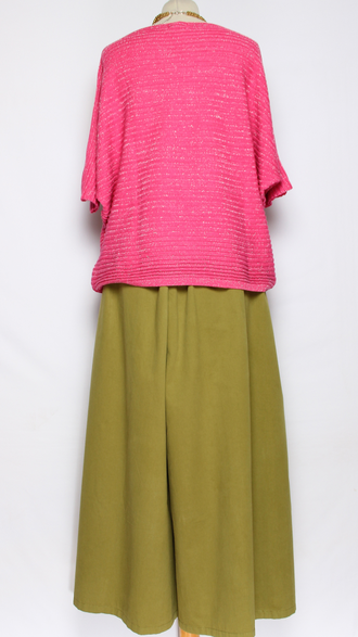 ДЖЕМПЕР  "КИМОНО ЛЮРЕКС лодочка"  в рубчик фуксия, св.серый, св.фуксия р.46-52