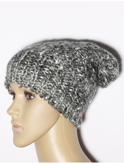 Шапка женская "Колпак кантри" 11182  серая, розовая