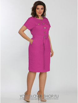 Модель: 2321-1. Летнее платье прямого силуэта цвета фуксии на пуговицах.