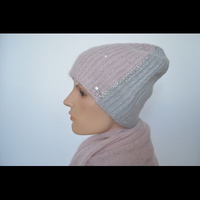 Шапка двухцветная Визио Италия 1641 розово серая