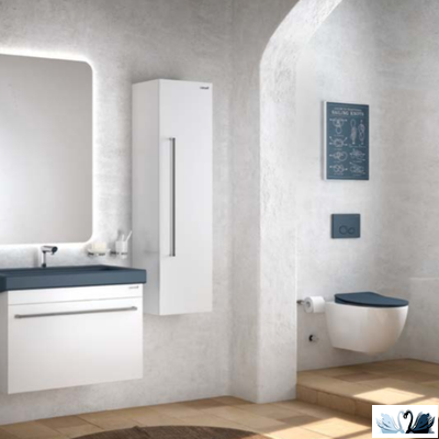 Унитаз CREAVIT FREE Basalt Mat Set c инсталляцией - комплект с сиденьем, клавишей DROP в цвете Steel Blue (FE320-11BM00E-0000 + GR5003.01 + GP2002.05 + KC0903.01.0600E)