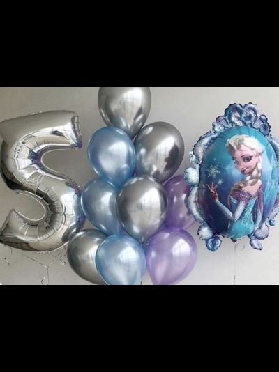 Набор шаров с гелием "Холодное сердце " с цифрой