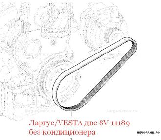 Ремень поликлиновой 6PK778 LADA Largus Vesta двc ВАЗ-11189, без кондиционера аналог 8450006327