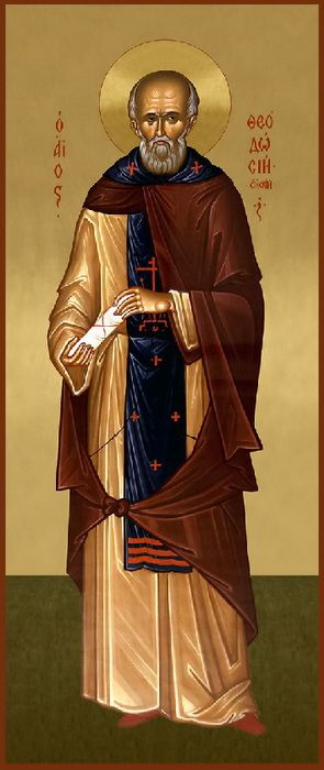 Феодосий Сийский, Святой Преподобный. Рукописная мерная икона.