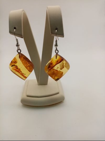 Серьги заливка с янтарем