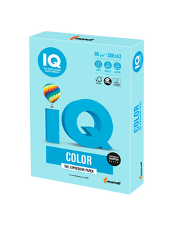 Бумага цветная IQ color БОЛЬШОЙ ФОРМАТ (297х420 мм), А3, 80 г/м2, 500 л., пастель, голубая, MB30