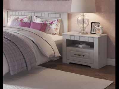 Тумба прикроватная "Прованс" спальня 602х410х510 Бодега белая / Патина премиум