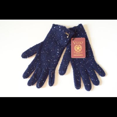 Vizio Италия 1042 GG синие перчатки с пайетками