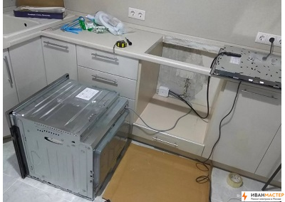 Установка и подключение духового шкафа на кухне в квартире в Москве ИВАНМАСТЕР