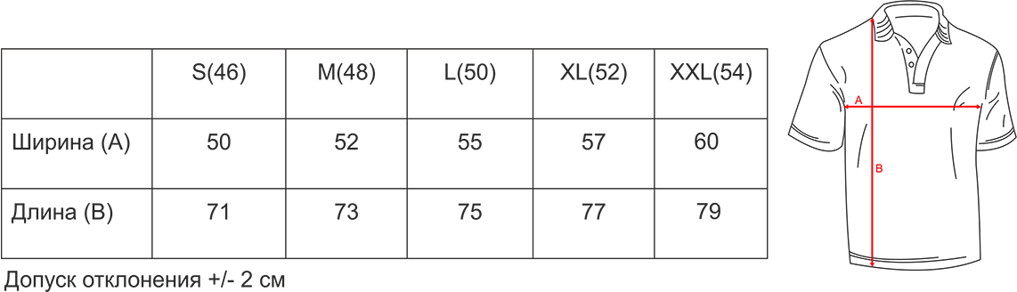Размерная сетка футболок мужских поло фото