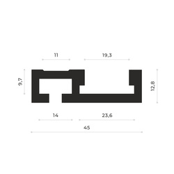 T-TRACK  с двумя пазами 19.3 мм + линейка  80 см.