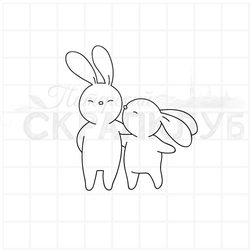 Штамп заяц и зайчиха в обнимку