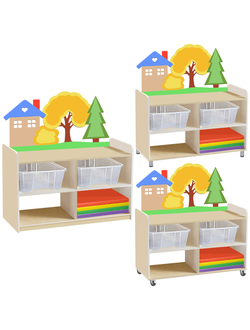 ТУМБА ДЛЯ ИГРУШЕК И ПОСОБИЙ 20 ОДНОСТОРОННЯЯ С 2-МЯ КОНТЕЙНЕРАМИ И МИНИ-МАТАМИ