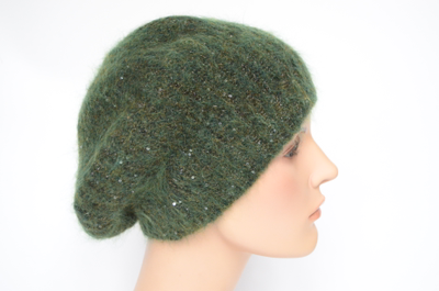 Итальянский вязаный зеленый берет Вицио зима 2023