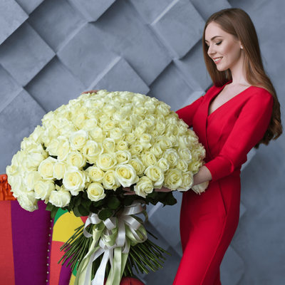 201 белая роза 80 см
