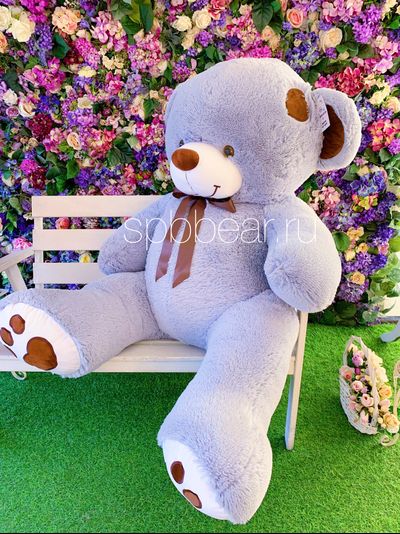 Огромный плюшевый мишка 200 см серый Тони