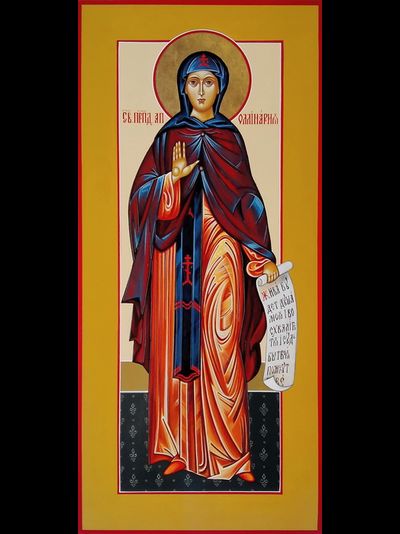 Аполлинария, Святая Преподобная. Рукописная мерная икона.