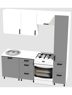 Кухня Эконом 1,5 метра с колонкой (1100х400) Цвет: Белый/Базальт