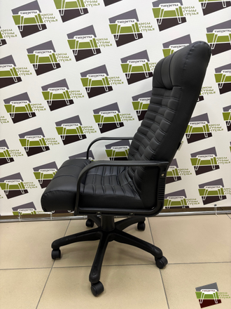 Кресло руководителя Атлант (Кожа иск., DO, №350 (черный), ТГ, PL, ролик ст.)