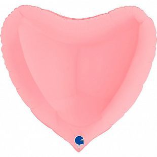 Сердце Розовый Матовый 36"/90 см с надписью и гирляндой