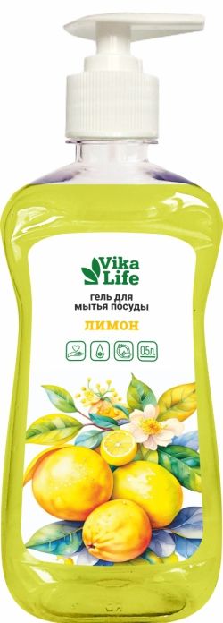 VikaLife – гель для мытья посуды «Лимон» - Дозатор 0,5л.