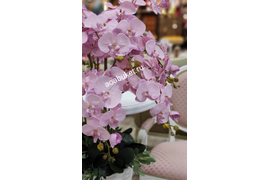 Искусственная орхидея розовая с зеленью №12