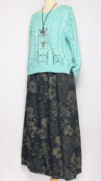 ДЖЕМПЕР "АЖУРНЫЙ" джинс, бирюзовыйр.44-48