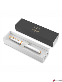 Ручка перьевая PARKER «IM Premium Pearl GT», корпус жемчужный лак, позолоченные детали, синяя. 143856