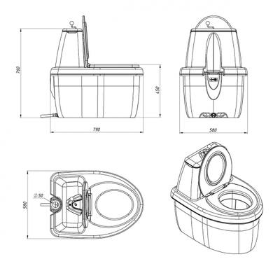 Туалет торфяной Rostok Комфорт черный
