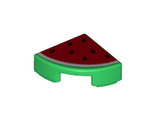 Tile, Round 1 x 1 Quarter with Red Watermelon Pattern, Green (25269pb002 / 6151225)