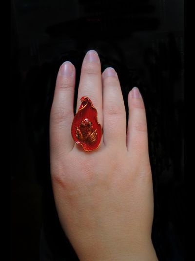 Кольцо с лягушкой на лепестке Червонной Муравы