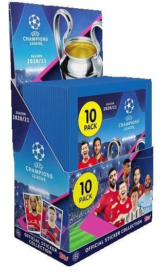 Коробка (бокс) наклеек TOPPS &quot;UEFA Champions League 2020/21 (Лига Чемпионов УЕФА 2020/2021 год)&quot; (30 пакетиков по 10 наклеек)