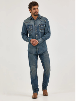 Рубашка Wrangler® Western Denim Snap Work Shirt