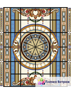 Пленка самоклеющаяся на потолок , витражная пленка, пленочный витраж с классическим рисунком