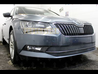 Защита радиатора Skoda Superb 2015- (2 части) black