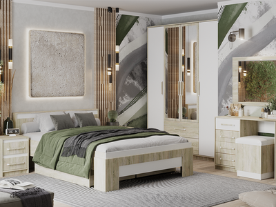 Спальня ЭДЕМ-1 - Секция №9 Кровать 1600 1С Дуб сонома/Белый жемчуг