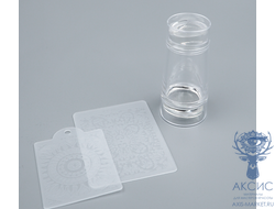 Штамп для стемпинга двухсторонний со скрапером (d=2,8 и 2,3), прозрачный