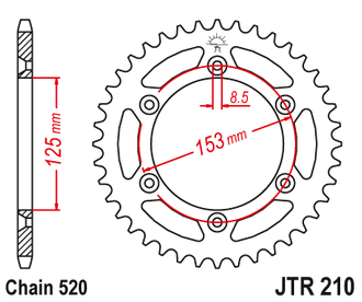 Звезда ведомая (53 зуб.) RK B4012-53 (Аналог: JTR210.53) для мотоциклов Honda, Betamotor